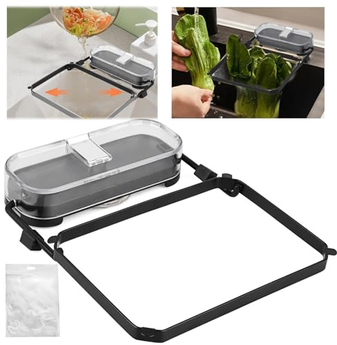 Sink Strainer, Suction Cup Kitchen Sink Filter, Abflusssieb Küchenspüle mit 100PCS Filtermaschen, Faltbarer Drain Rack, zum Filtern von Lebensmittelreste Abtropfen von Früchten (Schwarz)