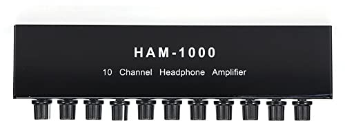 Sefdrert Distributore Audio A 10 Canali Amplificatore Audio Stereo DC12-24V Amplificatore per Cuffie AUX da 3,5 Mm per La Registrazione nel Studio Spina Europea