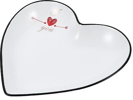 SOIMISS Plateau à Dessert En Céramique Rouge De Cœur Bordure Noire, Plateau à Bonbons Multifonction, Assiette De Rangement Pour Bijoux, Décoration Maison Polyvalente