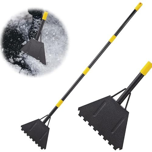 Heavy Duty Snow Shovel, Ice Snow Removal Tool with Adjustable Handle 152.5CM, Snow Shovels for Car Driveway Snow Removal, Adjustable Large Capacity Shovel Perfect for Garden, Camping (Black)