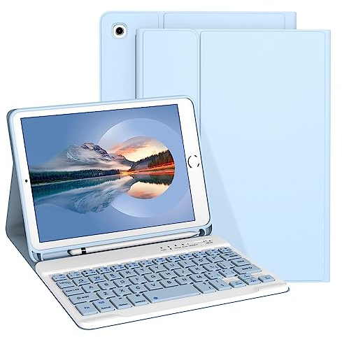 Divufus Funda con teclado para iPad Mini de 5ª/4ª generación, color azul claro