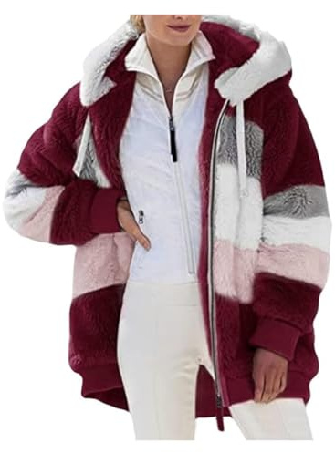 VDDTAGAM Femme Veste Polaire Manteau Manches Longues Veste Hooded Sweatshirt Veste Chic Hiver Manteau Doublé Polaire Grande Taille Pas Cher Femme Manteau Sports et Loisirs FR53