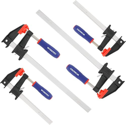 Cobenga Lot de 6 serre-joints professionnels pour le travail du bois, serre-joints robustes, serre-joints à barre en F, serre-joints rapides robustes pour le collage et l'épissure du bois.