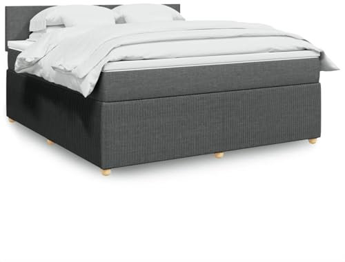 Iiaky Boxspringbett mit Matratze Betten Mit Matratze Schlafzimmer Bett Boxspringbett Mit Matratze Dunkelgrau 180x200 cm Stoff // 3289829