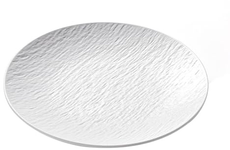 Nzzkoides Household Melamine Dinner Plates, Round Lightweight Stackable Shallow Side Plate, Modern Shape Dinnerware Dishes for Festival Party Birthday(Size:20.2 * 20.2 * 2.2CM,Color:White)