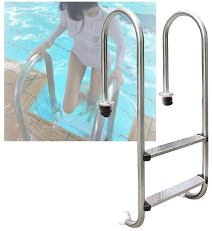 Swimming Pool Ladder, Stainless Steel Thickness Pool Ladder,2/3 Steps Entry and Exit Swimming Pool Step for Pool Water Park(2-Steps1.2mm)