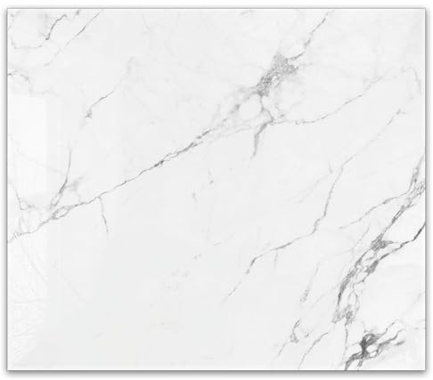 Herdabdeckplatte 60x52 cm einteilig – Weißer Marmor | ESG Glas Ceranfeldabdeckung, Schneidebrett, Abdeckplatte, Herd, Induktion, Küche