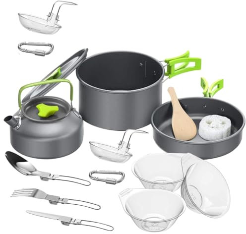 Milisten 1ensemble Set De Cuisine De Camping Portable Kit De Casseroles Et Ustensiles De Pique- Accessoires Pratiques Pour Cuisine Extérieure Bouilloire Légère Et Pour Éte Et Activités