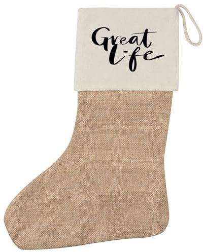 Huuraa Weihnachtsstrumpf Great Life Schriftzug Geschenk Beige Jute Great Life Geschenkidee