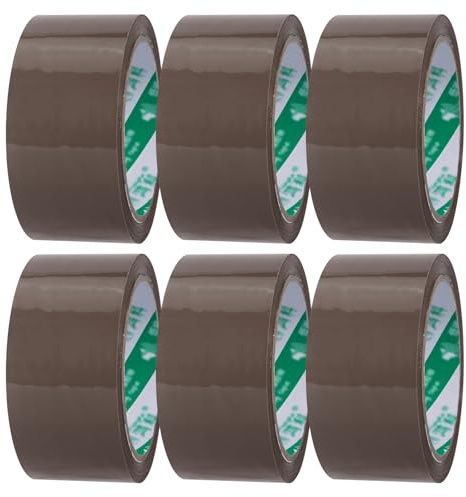 GLOSKIN 6 Rollos de Cinta de Embalar Marrón, Precinto Embalar, Marrón Cinta Adhesiva de 50 mm x 66m, Resistente al Desgarro y a Los Rayos UV,Cinta Silenciosa, Para Envío, Manipulación, Embalaje.