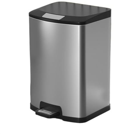 Pattumiera in Acciaio Inox con Coperchio, pattumiera da Cucina con Chiusura Ammortizzata, Pedale, Maniglia e Secchio Interno Rimovibile, pattumiera da Esterno da 7/10/13/18 Litri, Nero, 18 l