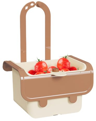 Passoire d'évier multifonction avec design de vidange rapide, filtre anti-obstruction amovible pour camping-car, fruits, légumes, pâtes et déchets de cuisine, 14 x 13 x 21 cm