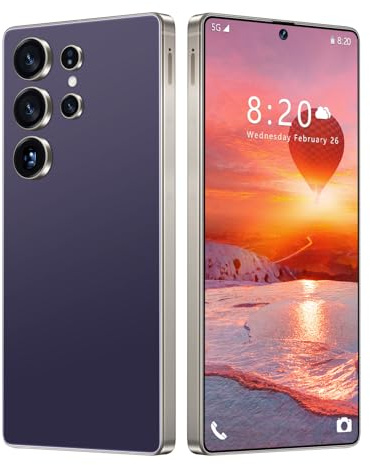 S26 Ultra, telefono cellulare sbloccato con penna integrata, telefono Android Dual SIM 5G, 16 GB, 1 TB, display HD da 7,3, fotocamera da 108 MP e 72 MP, smartphone da 8000 mAh,Purple-1TB