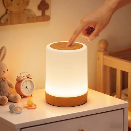 Nachttischlampe Nachtlicht Baby Touch Dimmbar, Stilllicht Dimmbar 256 RGB Farbwechsel & 4 Modi, Touch Lampe USB Aufladbar mit Timing & Memory, LED Nachtlampe Kabellos Weihnachtsgeschenke für Frauen