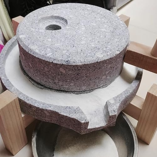 Macina a pietra manuale, Piccolo mulino in pietra di canapa con telaio in legno, mulino manuale for cereali secchi/umidi, grana della polvere regolabile, robusto e resistente all'usura(20cm/7.9in)