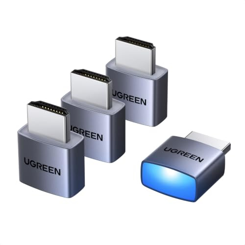 UGREEN HDMI Dummy Plug, 4K 60Hz, 2K 30Hz, EDID Emulator, 4 Stycken | Virtuell Monitor Emulator, HDMI Headless Adapter, för Crypto Mining/Fjärrserver/Virtuella Skrivbord/Windows/macOS
