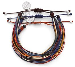 SINGULARU - Pack 3 Pulseras Bruma Rainbow. Acero con Baño en Oro de 18 Kt y Cordón. Joyas Para Mujer.