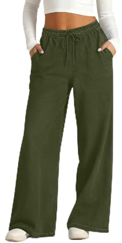 Jeans a gamba larga da donna elasticizzati a vita alta a gamba dritta pantaloni della tuta jeans a vita elastica Palazzo Denim Pantaloni da donna Pantaloni larghi in denim con tasche