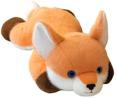 JORCEDI Fuchs Kuscheltier, Liegende Fuchs Plüschtier, Flauschiger Stofftier zum Spielen & Kuscheln, Weich gefüllte Tiere Füchse Fox Figur, Fuchs Plüsch Kissen Spielzeug Geschenkidee für Kinder (60cm)
