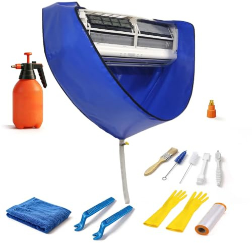 ZSPLIT-MAIR Kit Pulizia condizionatore Split, Sacco Lavaggio condizionatore Professionale Anti Schizzi con Pompa a Pressione 2L, per climatizzatore da Parete e casa, Blu L