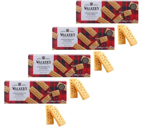 Walkers | Walkers Shortbread Biscotti Burro Scozzesi Tradizionali Gusto Classico | Frollini Assortiti Tè Colazione Ricetta Originale Ingredienti Naturali - 4 x 150 Gr