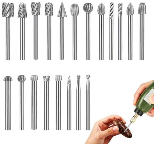 Fraises Rotatives Diamant, 20 PCS Fraises pour Sculpture Bois, Fraise Rotative Sphérique pour Travail Métal et Pierre, Fraises Bois pour Artisans et Bricoleurs, Outils Rotatifs Professionnels