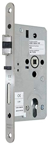 SSF Zimmer Türschloss mit Sperrfalle und Flüsterfalle Kl.III PZ 55/72/8, Edelstahl Stulp 20x235mm, DIN Links abgerundet incl. SN-TEC® Montageset