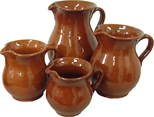 BARONE CERAMICA Brocca in Terracotta Rustica 1,3 LT. Capacità 1.3L, Marrone, Rotondo, Stile Rustico