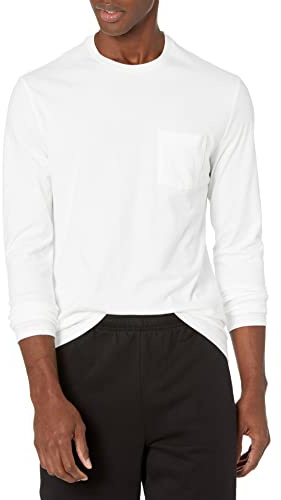 Amazon Essentials Herr Slim-Fit långärmad t-shirt, vit, Small