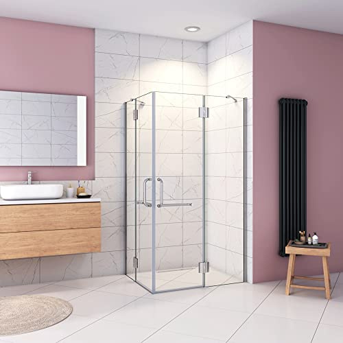 Box Cabina Doccia 80x120cm Angolare Battente 180 Vetro 8mm alta 190cm | Temperato