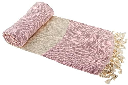 Stefano Ferrante ELMAS Hamamtuch Saunatuch Pestemal Fouta Strandtuch Badetuch Handtuch Baumwolle Backpacker 100x180 cm (Rosa)