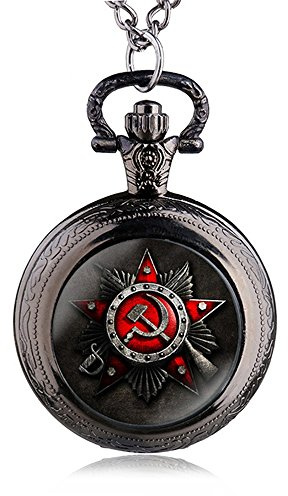 FENKOO Schöne Taschenuhr Russische Flagge Symbol Quarz Taschenuhr