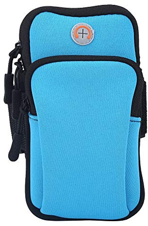 VGEBY1 wasserdichte Neopren Armtasche, Doppelfach Handgelenktasche für Smartphones bis 6,0 Zoll, Blau, Sport Armband zum Laufen, Joggen, Trainieren
