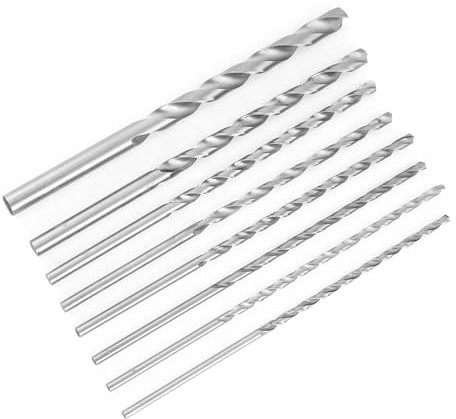 punte da acciaio 200mm + Punta elicoidale, 8 pezzi Strumento per punte elicoidali in acciaio ad alta velocità extra lungo 8 pezzi 4-10mm