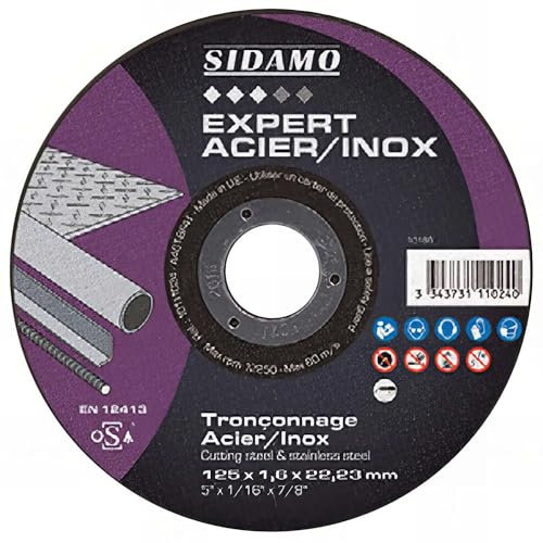 Lot de 5 disques à tronçonner EXPERT ACIER INOX D. 230 x 2 x Al. 22,23 mm + 1 disque offert - Acier, Inox - 10111084 - Sidamo