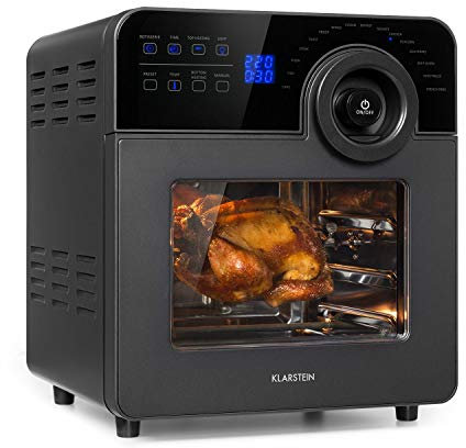 Klarstein AeroVital Cube Chef Heißluftfritteuse - 1700 W Heissluftfriteuse, Airfryer mit Touchscreen, 16 Programme, 50-220 °C, 14 L, ca. 10h Zeitvorwahl, Edelstahl, Schwarz
