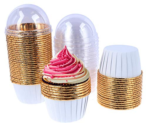 FADACAI Lot de 50 ramequins jetables en aluminium avec couvercle - 68 x 39 x 50 mm - Recyclables - Pour fête de mariage