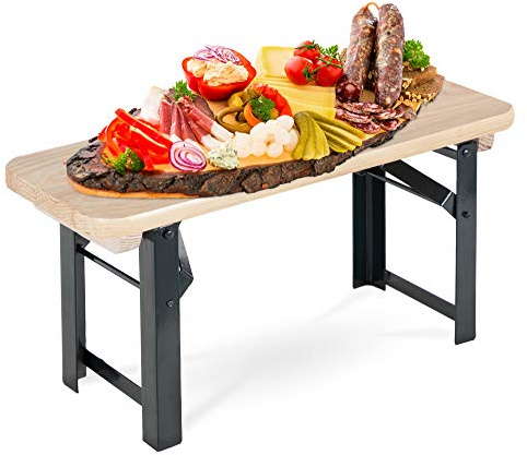 Stagecaptain BB-55 NT Hirschgarten Bierzeltbankerl 2X Set - Bierzelt-Bank im Miniaturformat - Nützliche Deko für jedes Buffet - Abmessungen (LxBxH): 54,5 x 19,5 x 26,5 cm - Natur