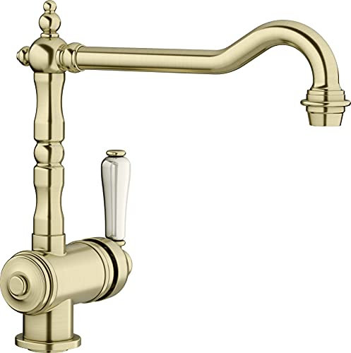 BLANCO TRADON | Küchenarmatur in satin gold | Hochdruck | Rückflussverhinderer | Keramik Kartusche | Gesicherte Wasserqualität & wassersparend | [15x29,4x27,5 cm]