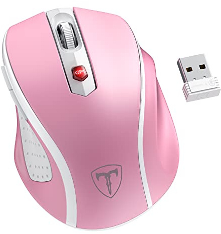 HOTWEEMS D-09 Souris sans fil pour ordinateur portable – Souris ergonomique sans fil USB pour ordinateur, poignées ergonomiques, vitesse de lumière 5 niveaux 2400 DPI, batterie de 16 mois, portable