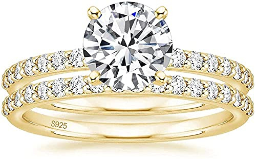 925 Sterling Silber Ring Set mit Funkelnden Steinen in Echtsilber Ringe Eheringe für Frauen, Damen Verlobungsringe Damenring Strahlender Stein Eternity