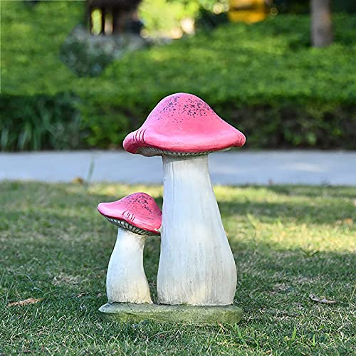 WLVG Pilz-Dekor-Garten-Statue, Hof-Simulations-Harz-Pilz-Skulptur-Rasen-Verzierung für Garten-Yard-Heimdekoration, große Pilz-Statue im Freien-Zwei Köpfe a 24x20x39cm(9x8x15inch)