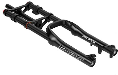 QHIYRZE Doppelschulter Federgabel 20'' 4.0 Fetter Reifen Luft Gabel Strand Schnee Fahrrad Stoßdämpfergabel Dämpfung Einstellen 1-1/8 Scheibenbrems Gabel 110mm Federweg 9mm QR 2880g