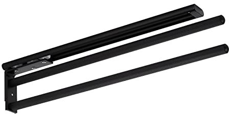 SOTECH Aluminium Handtuchhalter TED 2-armig schwarz matt (450-730 mm, ausziehbar, drehbar) Teleskop-Auszug geeignet für Bad oder Küche