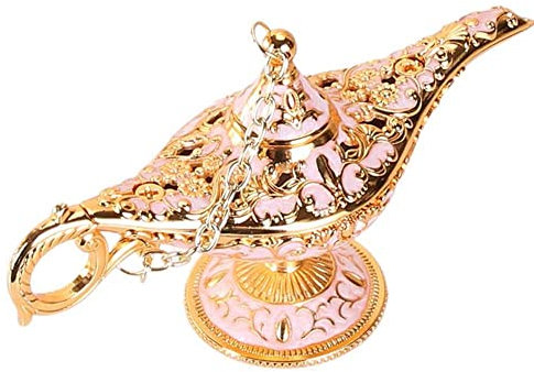 Lampe magique de la légende Aladdin - Veilleuse de nuit arabe - Vintage - Décoration de table - Cadeau - Objet de collection (or blanc)