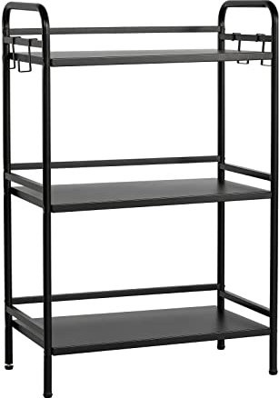 HDANI Bücherregal,Metall Regal,Standregal mit 5 Ebenen,offenes Standregal für Arbeitszimmer,Wohnzimmer,Schlafzimmer,Küche,Industrie-Design,4 S-Haken,60×35×92cm,Schwarz
