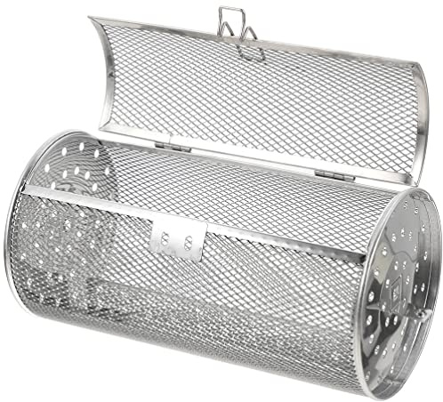 SHERCHPRY Grill Röstkorb Aus Edelstahl Universeller Rotisserie Grillkorb Mit Beweglicher Tür Für Gemüse Nüsse Und Für Bbq Und Familienfeiern