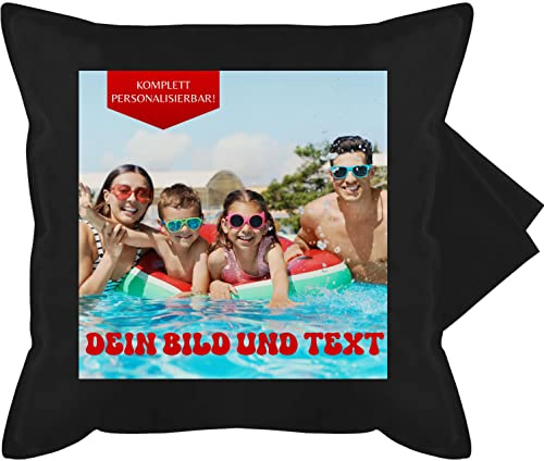 Kissenbezug - Geschenk mit eigenem Foto und Text personalisiert I Eigenes Bild I Custom Photo Text - 50 x 50 cm - Schwarz - Kissen zum selbst Bedrucken kissenbezüge selber gestalten