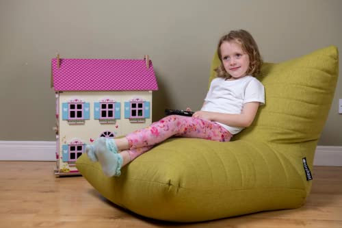 Elephant Living - Boho Sitzsack - Kleiner Loungesessel für Erwachsene und Kinder mit Lehne - Premium Bodenliege für Wohnzimmer, Schlafzimmer oder Kinderzimmer (Gestepptes Polyestermaterial, Grün)