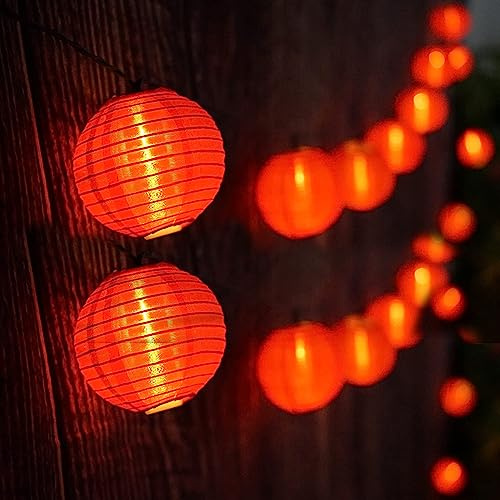 KINGCOO Solar Lantern String Lights, Waterproof 20FT 30Led Chinese Lanterns Solar Powered Outdoor Indoor Fairy Decorative Lights for Garden Patio Yard Christmas Wedding Party Home Decoration (Red)